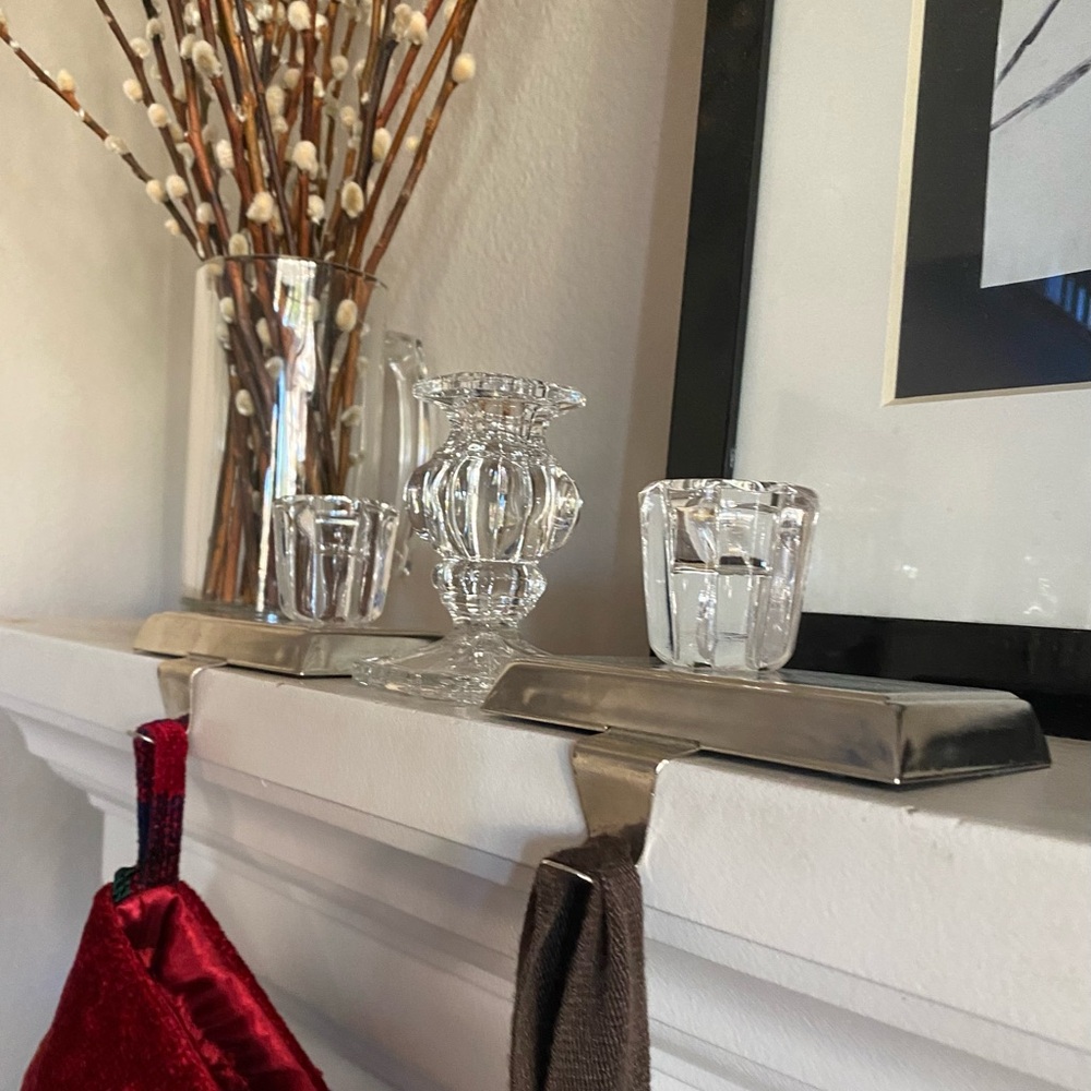 2 HALLMARK CLEAR CRYSTAL CANDLE HOLDERS.1 vintage gorham.